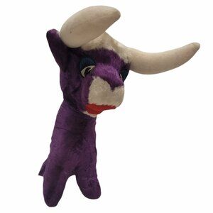Purple Bull Horns Stuffed Animal Toy Vintage Carnival Fair Prize Wall Street 21"